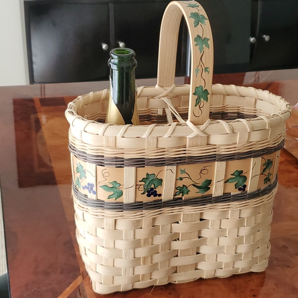 Hand made basket wine bottle holder